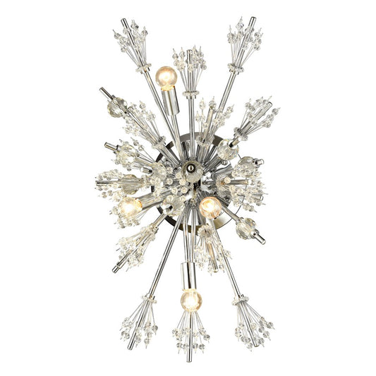 Atlas Lighting Starburst 26in 4-Light Wall Sconce | Modern Polished Chrome and Crystal | Living Room & Bedroom Accent Light | Model WL11148-CH