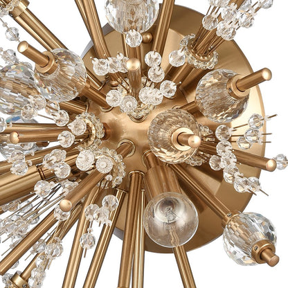 Atlas Lighting Starburst 26in 4-Light Wall Sconce | Modern Satin Brass and Clear Crystal Cluster | Bedroom & Hallway Accent | Model WL11148-GD
