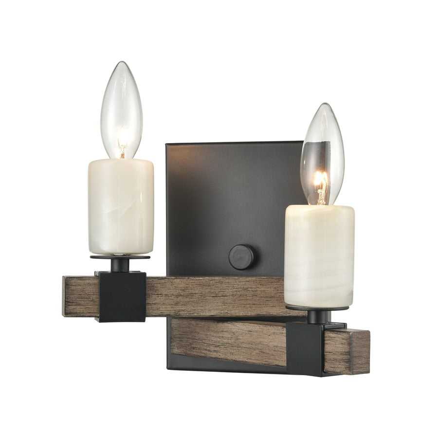 Atlas Lighting Stone Manor 7in 2-Light Wall Sconce | Transitional Matte Black and Aspen Metal | Bedroom & Hallway Accent | Model WL11150-BK
