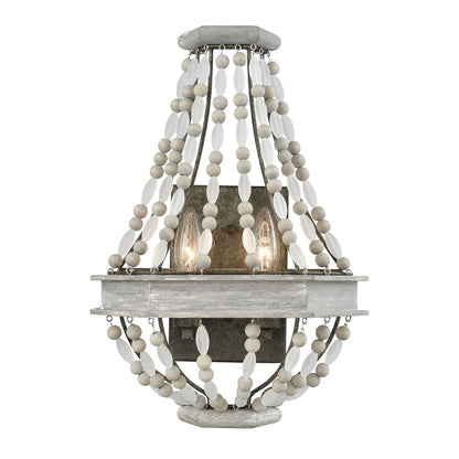Atlas Lighting Summerton 16in 2-Light Wall Sconce | Traditional Graywash Wood and Gray Glass | Bedroom & Hallway Accent Light | Model WL11153-GY