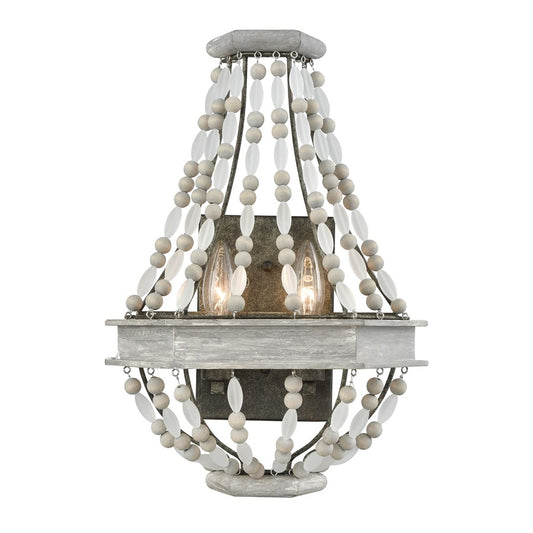Atlas Lighting Summerton 16in 2-Light Wall Sconce | Traditional Graywash Wood and Gray Glass | Bedroom & Hallway Accent Light | Model WL11153-GY