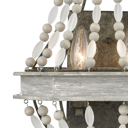 Atlas Lighting Summerton 16in 2-Light Wall Sconce | Traditional Graywash Wood and Gray Glass | Bedroom & Hallway Accent Light | Model WL11153-GY
