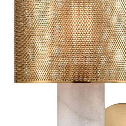 Atlas Lighting Sureshot 12in 1-Light Wall Sconce | Transitional White Marble and Aged Brass Metal | Hallway & Living Room | Model WL11154-WH