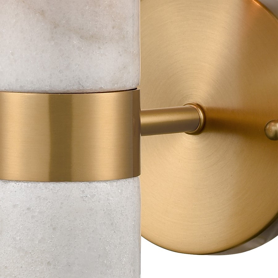 Atlas Lighting Sureshot 12in 1-Light Wall Sconce | Transitional White Marble and Aged Brass Metal | Hallway & Living Room | Model WL11154-WH