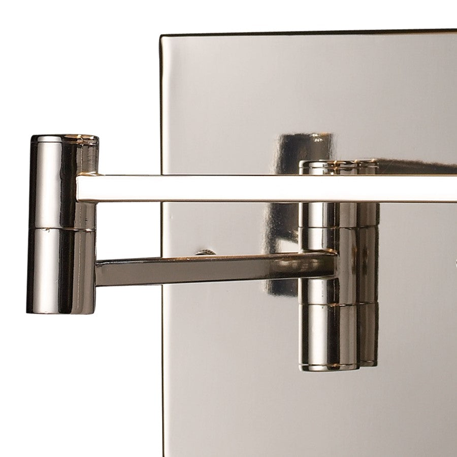 Atlas Lighting Swingarms 16in 1-Light Wall Sconce | Transitional Polished Chrome and White Fabric | Bedroom & Hallway | Model WL11155-CH