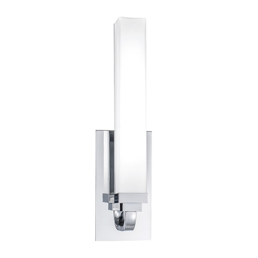 Atlas Lighting Tetris 16in Integrated LED Wall Sconce | Modern Chrome and White Glass | Bathroom & Hallway | 4.25 x 4.25 x 16 in | Model WL11156-CH