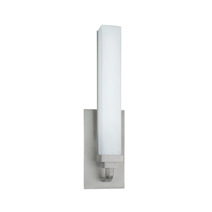 Atlas Lighting Tetris 16in Integrated LED Wall Sconce | Modern Brushed Nickel and White Glass | Bathroom & Hallway | Model WL11156-NK