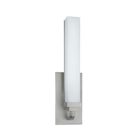 Atlas Lighting Tetris 16in Integrated LED Wall Sconce | Modern Brushed Nickel and White Glass | Bathroom & Hallway | Model WL11156-NK