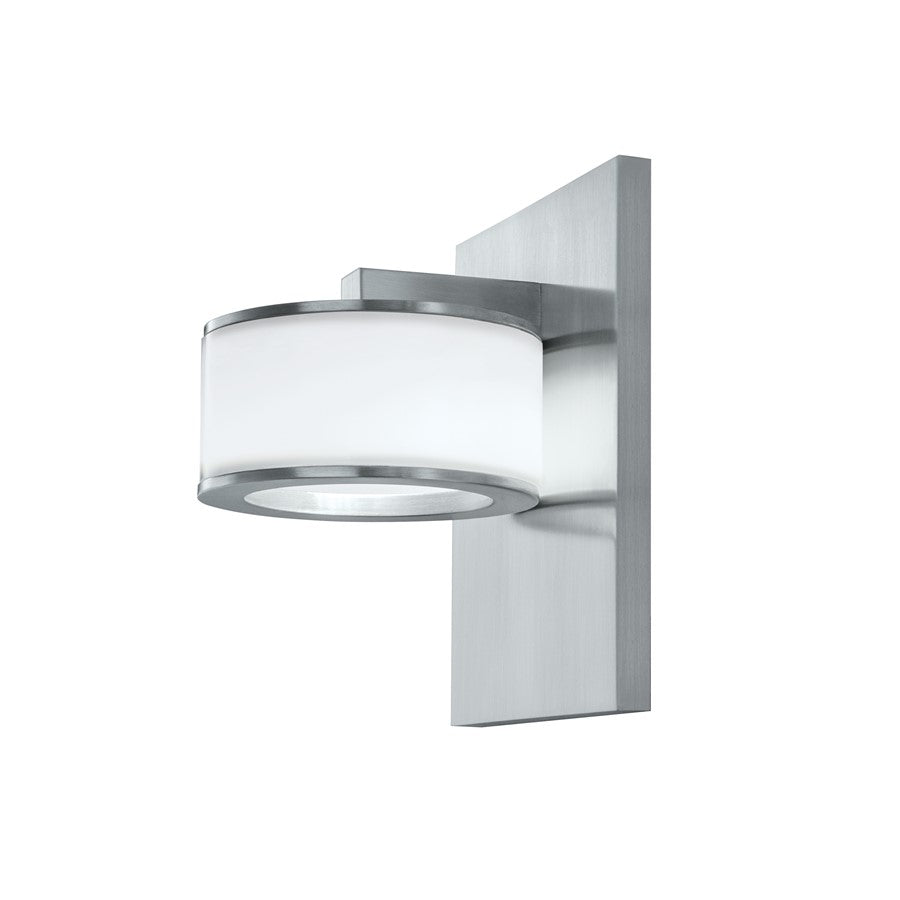 Atlas Lighting Timbale 5.5in Integrated LED Wall Sconce | Traditional Brushed Aluminum and White Acrylic | Hallway & Powder Room | Model WL11157-SV