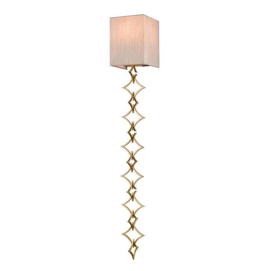 Atlas Lighting To the Point 33in 1-Light Wall Sconce | Antique Brass and Gold Fabric | Bedroom & Hallway | 5 x 5 x 33 in | Model WL11159-BS