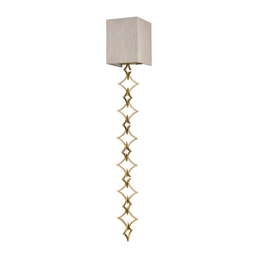 Atlas Lighting To the Point 33in 1-Light Wall Sconce | Antique Brass and Gold Fabric | Bedroom & Hallway | 5 x 5 x 33 in | Model WL11159-BS