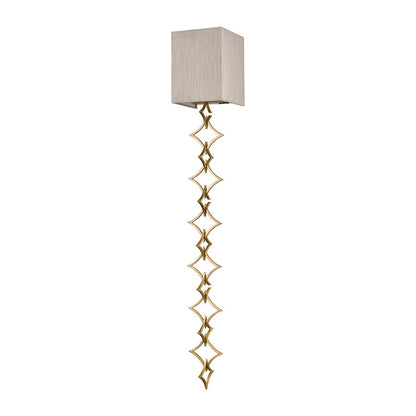 Atlas Lighting To the Point 33in 1-Light Wall Sconce | Antique Brass and Gold Fabric | Bedroom & Hallway | 5 x 5 x 33 in | Model WL11159-BS