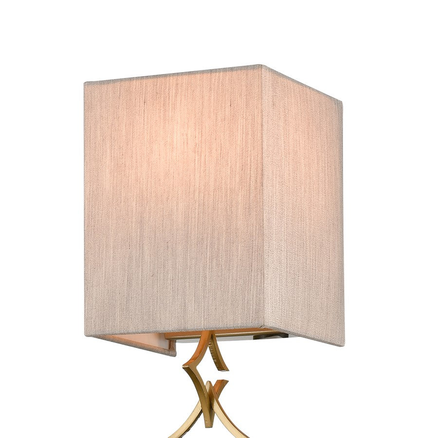 Atlas Lighting To the Point 33in 1-Light Wall Sconce | Antique Brass and Gold Fabric | Bedroom & Hallway | 5 x 5 x 33 in | Model WL11159-BS