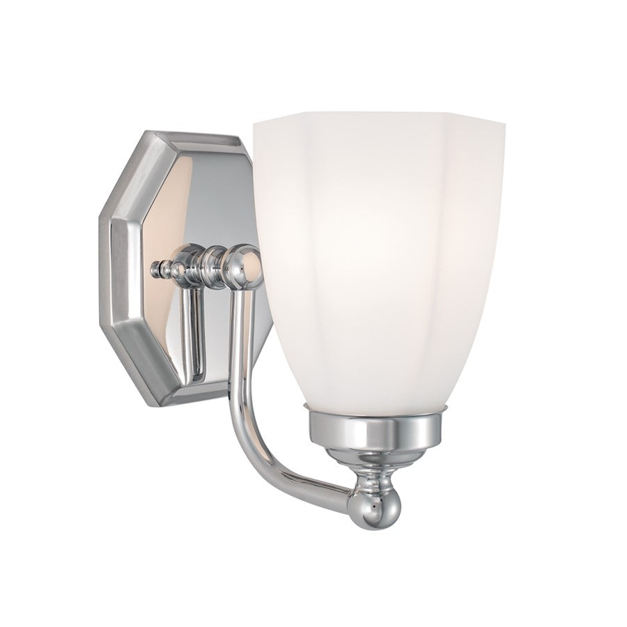 Atlas Lighting Trevi 7in 1-Light Wall Sconce | Traditional Chrome and White Glass | Hallway & Bedroom Accent | 7 x 5.5 x 7 in | Model WL11161-CH2