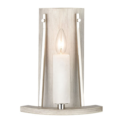 Atlas Lighting White Stone 12in 1-Light Wall Sconce | Modern Polished Nickel and Sunbleached Oak | Living Room & Entryway Accent | Model WL11169-NK