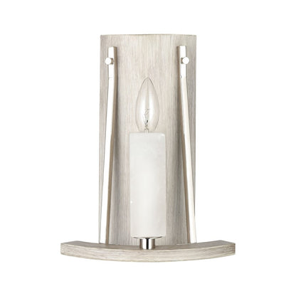 Atlas Lighting White Stone 12in 1-Light Wall Sconce | Modern Polished Nickel and Sunbleached Oak | Living Room & Entryway Accent | Model WL11169-NK