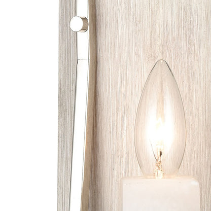 Atlas Lighting White Stone 12in 1-Light Wall Sconce | Modern Polished Nickel and Sunbleached Oak | Living Room & Entryway Accent | Model WL11169-NK