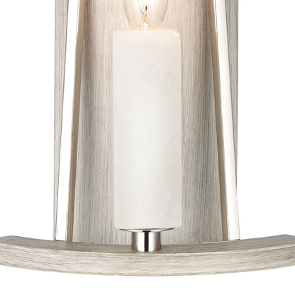 Atlas Lighting White Stone 12in 1-Light Wall Sconce | Modern Polished Nickel and Sunbleached Oak | Living Room & Entryway Accent | Model WL11169-NK