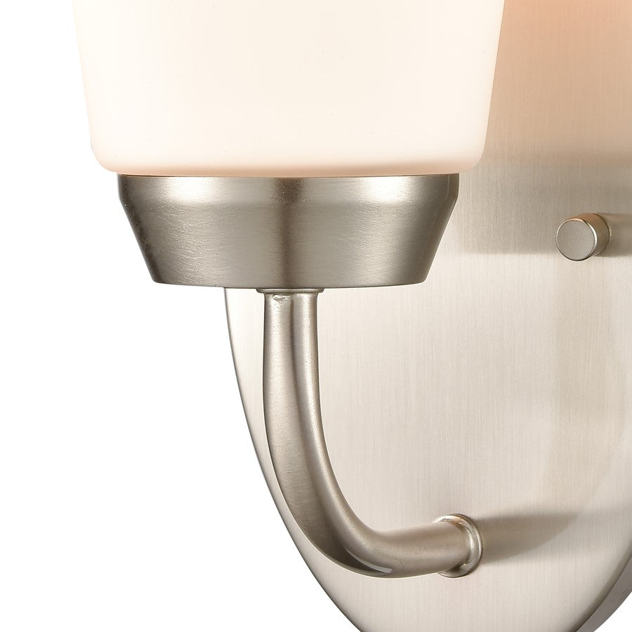 Atlas Lighting Winslow 5in 1-Light Wall Sconce | Transitional Brushed Nickel and White Frosted Glass | Bedroom & Hallway | Model WL11172-NK
