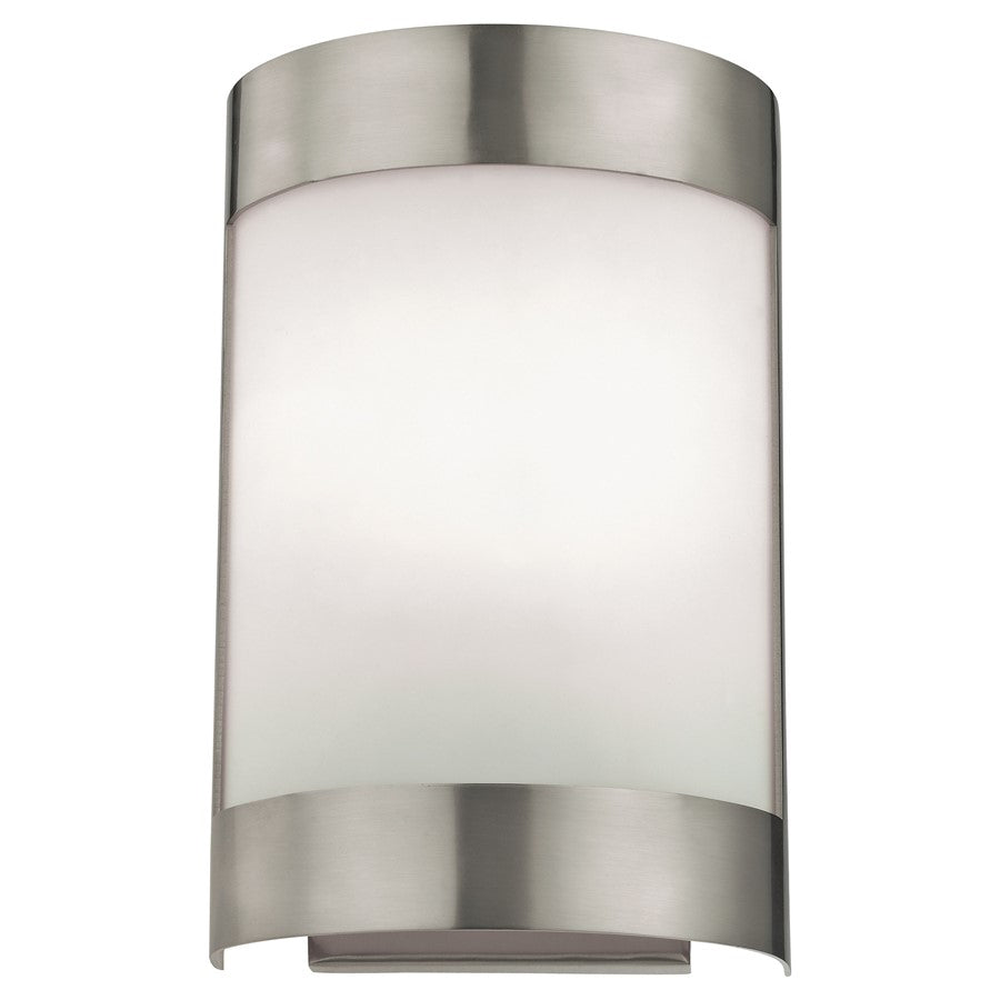 Atlas Lighting Zenith 10in 1-Light Wall Sconce | Modern Brushed Nickel and White Frosted Glass | Bedroom & Hallway | 7 x 4 x 10 in | Model WL11175-SV
