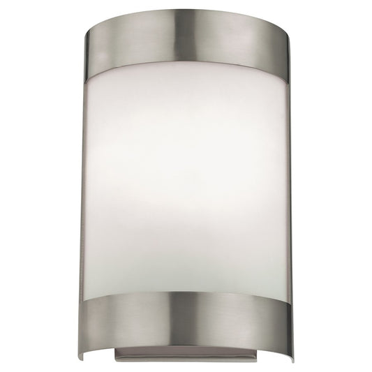 Atlas Lighting Zenith 10in 1-Light Wall Sconce | Modern Brushed Nickel and White Frosted Glass | Bedroom & Hallway | 7 x 4 x 10 in | Model WL11175-SV