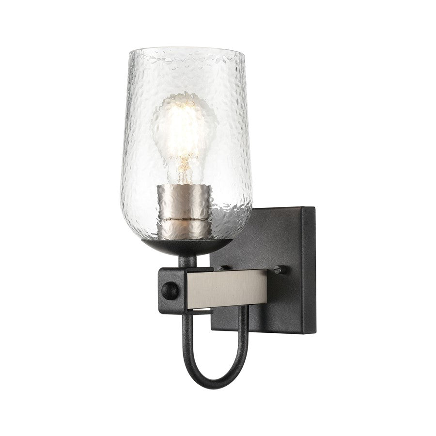 Atlas Lighting Blakely 11.5in 1-Light Vanity Light | Industrial Charcoal and Brushed Nickel with Clear Glass | Bathroom Vanity | Model WL11183-BK