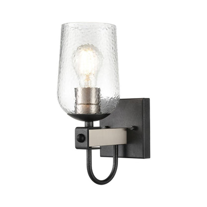 Atlas Lighting Blakely 11.5in 1-Light Vanity Light | Industrial Charcoal and Brushed Nickel with Clear Glass | Bathroom Vanity | Model WL11183-BK