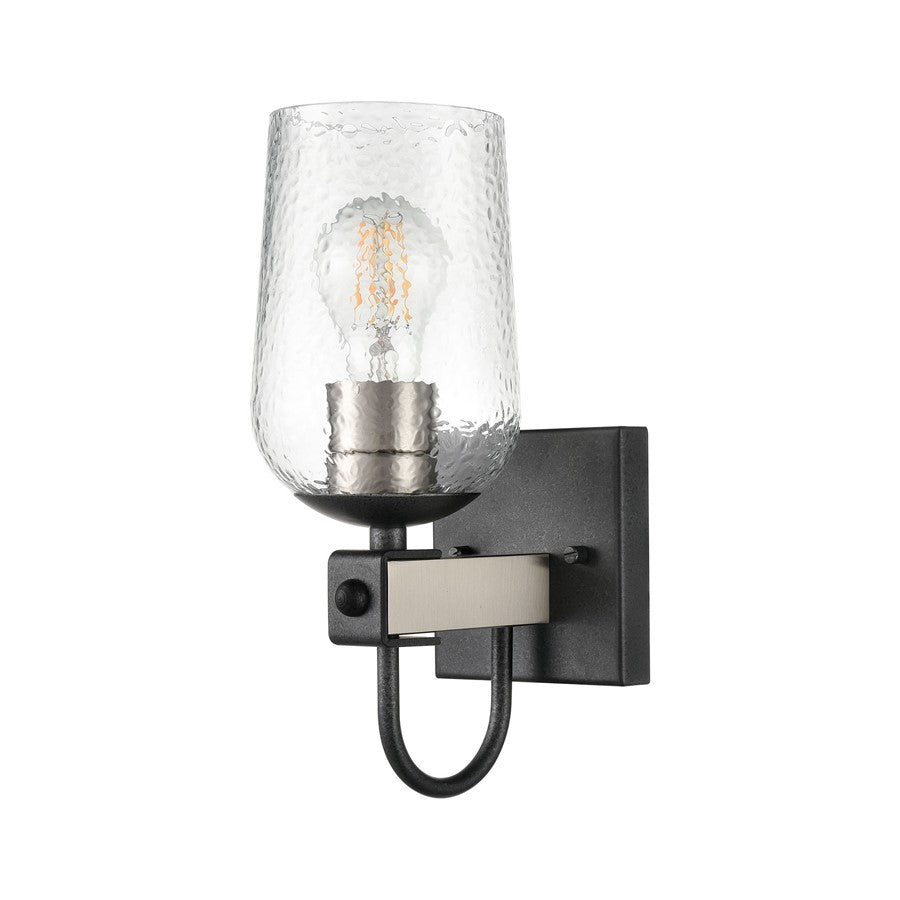 Atlas Lighting Blakely 11.5in 1-Light Vanity Light | Industrial Charcoal and Brushed Nickel with Clear Glass | Bathroom Vanity | Model WL11183-BK