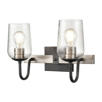 Atlas Lighting Blakely 15in 2-Light Vanity Light | Industrial Charcoal and Brushed Nickel with Clear Glass | Bathroom Vanity | Model WL11184-BK