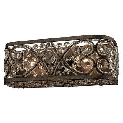 Atlas Lighting Amherst 14in 2-Light Vanity Light | Antique Bronze and Crystal | Bathroom Vanity | 14 x 5 x 5 in | Model WL11188-BZ