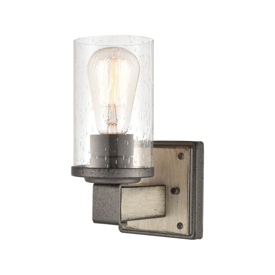 Atlas Lighting Annenberg 9in 1-Light Vanity Light | Transitional Anvil Iron and Clear Seeded Glass | Bathroom Vanity & Powder Room | Model WL11189-GY