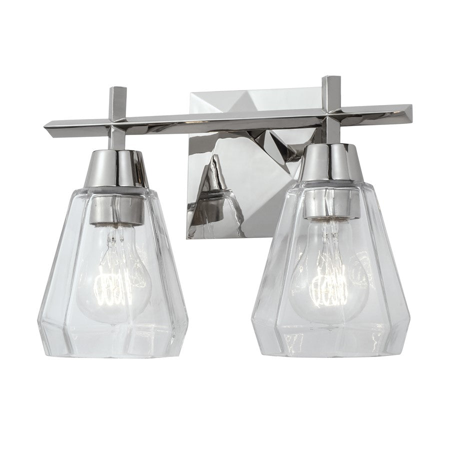 Atlas Lighting Arctic 12.5in 2-Light Vanity Light | Modern Polished Nickel and Clear Glass | Bathroom Vanity & Powder Room | Model WL11190-NK