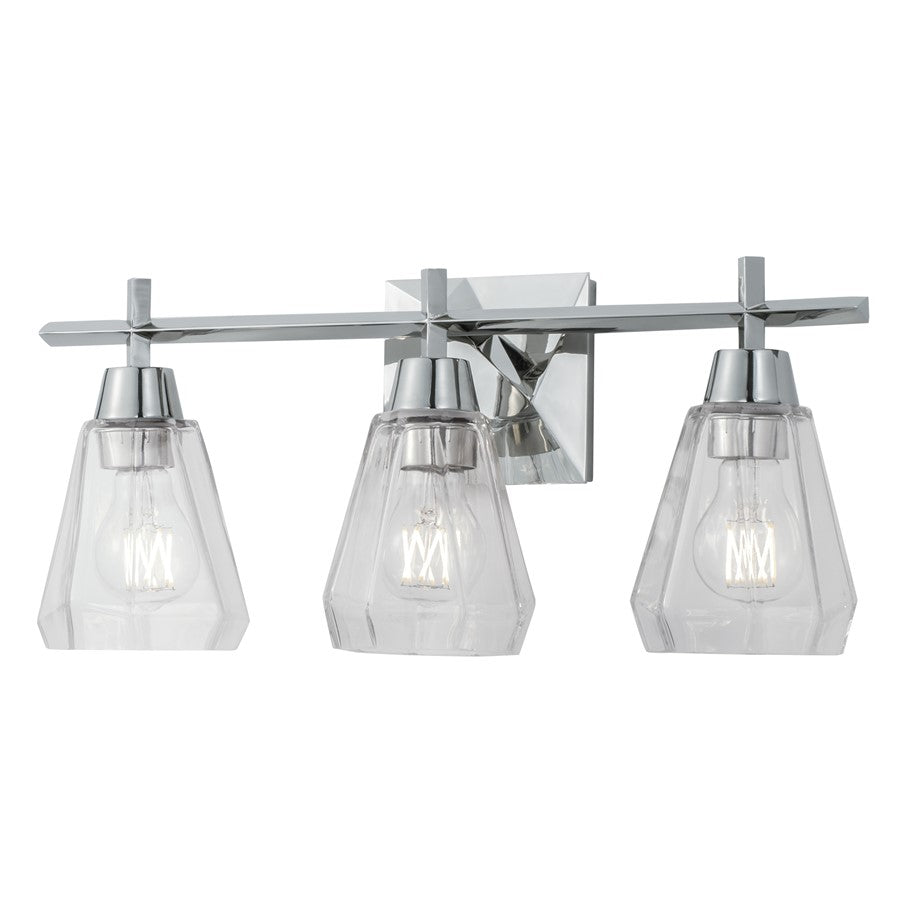 Atlas Lighting Arctic 20in 3-Light Vanity Light | Transitional Polished Nickel and Clear Glass | Bathroom Vanity & Powder Room | Model WL11191-NK
