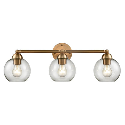 Atlas Lighting Astoria 25in 3-Light Vanity Light | Transitional Satin Gold and Clear Glass | Bathroom & Powder Room | 25 x 9 x 9 in | Model WL11193-GD