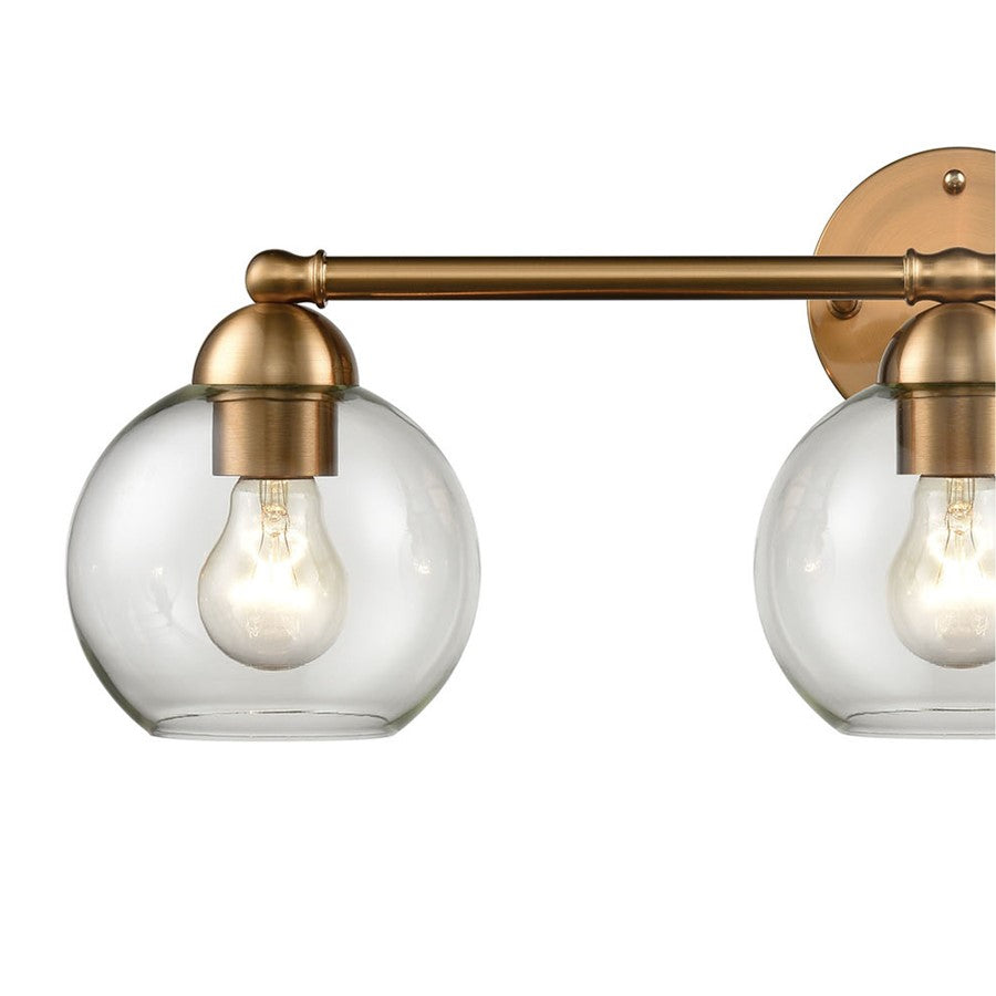 Atlas Lighting Astoria 25in 3-Light Vanity Light | Transitional Satin Gold and Clear Glass | Bathroom & Powder Room | 25 x 9 x 9 in | Model WL11193-GD
