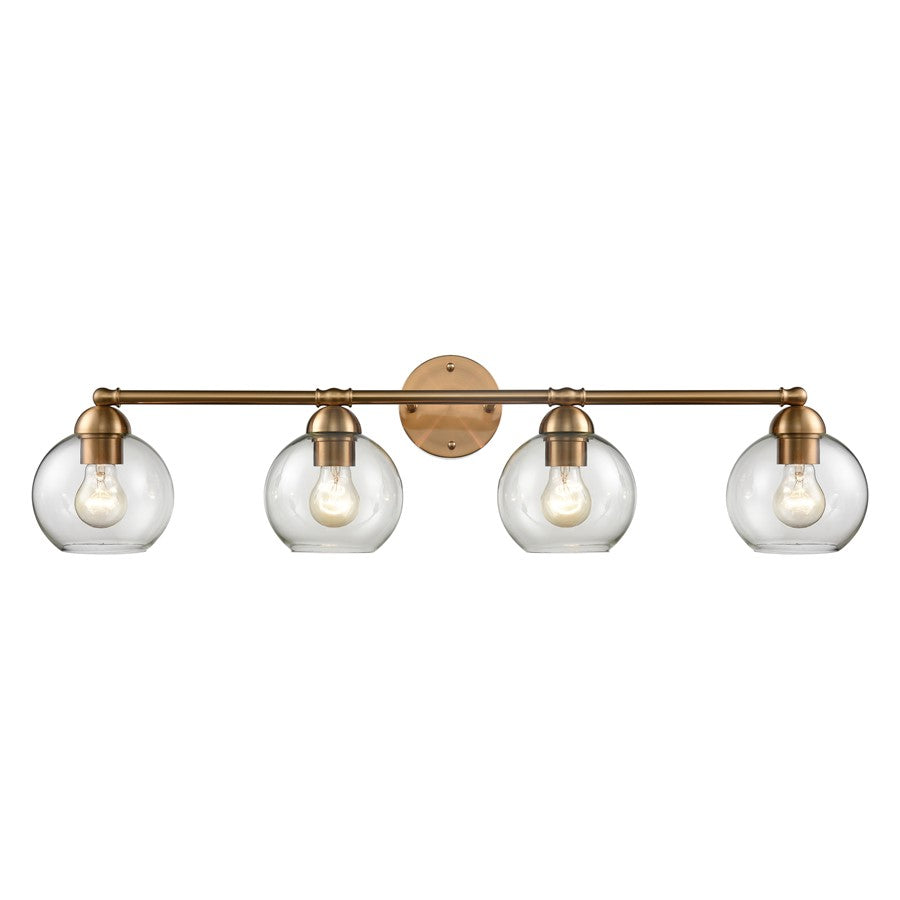 Atlas Lighting Astoria 35in 4-Light Vanity Light | Transitional Satin Gold and Clear Glass | Bathroom & Powder Room | 35 x 9 x 9 in | Model WL11194-GD