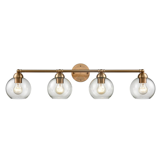 Atlas Lighting Astoria 35in 4-Light Vanity Light | Transitional Satin Gold and Clear Glass | Bathroom & Powder Room | 35 x 9 x 9 in | Model WL11194-GD