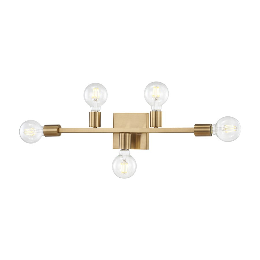 Atlas Attune 22in 5-Light Vanity Light | Modern Burnished Brass Metal | Bathroom & Powder Room | 22 x 3.5 x 4.75 in | Model WL11195-BS