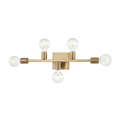 Atlas Attune 22in 5-Light Vanity Light | Modern Burnished Brass Metal | Bathroom & Powder Room | 22 x 3.5 x 4.75 in | Model WL11195-BS