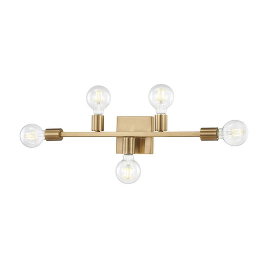 Atlas Attune 22in 5-Light Vanity Light | Modern Burnished Brass Metal | Bathroom & Powder Room | 22 x 3.5 x 4.75 in | Model WL11195-BS