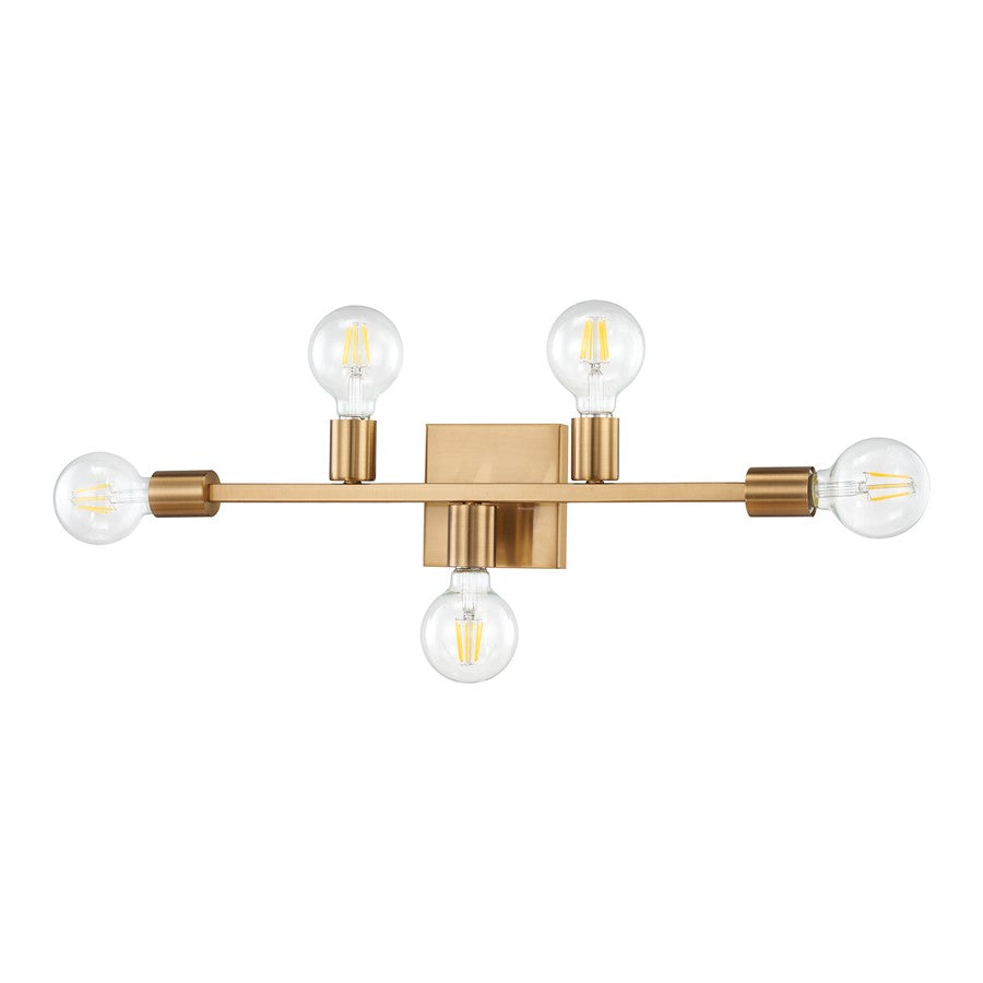 Atlas Attune 22in 5-Light Vanity Light | Modern Burnished Brass Metal | Bathroom & Powder Room | 22 x 3.5 x 4.75 in | Model WL11195-BS
