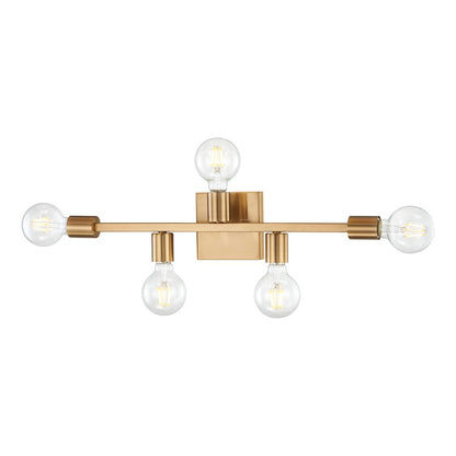 Atlas Attune 22in 5-Light Vanity Light | Modern Burnished Brass Metal | Bathroom & Powder Room | 22 x 3.5 x 4.75 in | Model WL11195-BS