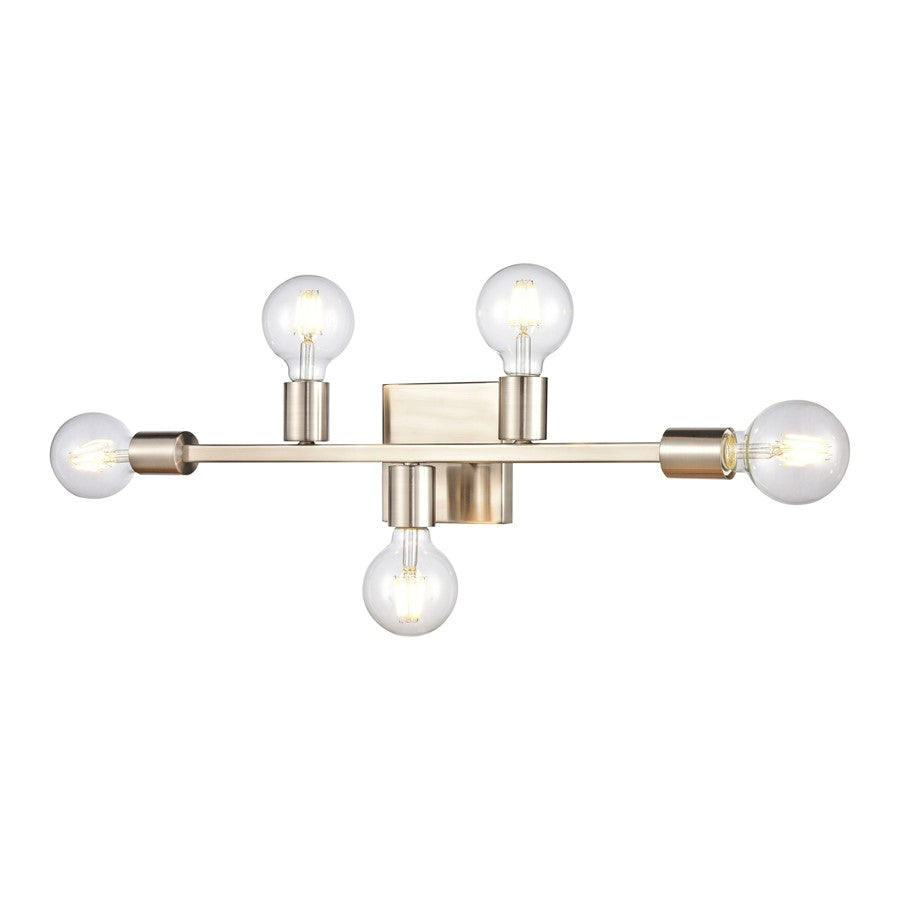 Atlas Attune 22in 5-Light Vanity Light | Modern Satin Nickel Metal | Bathroom & Powder Room | 22 x 3.5 x 4.75 in | Model WL11195-NK