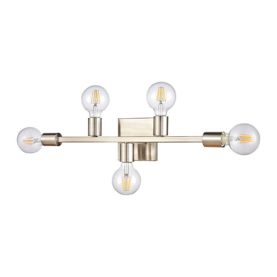 Atlas Attune 22in 5-Light Vanity Light | Modern Satin Nickel Metal | Bathroom & Powder Room | 22 x 3.5 x 4.75 in | Model WL11195-NK