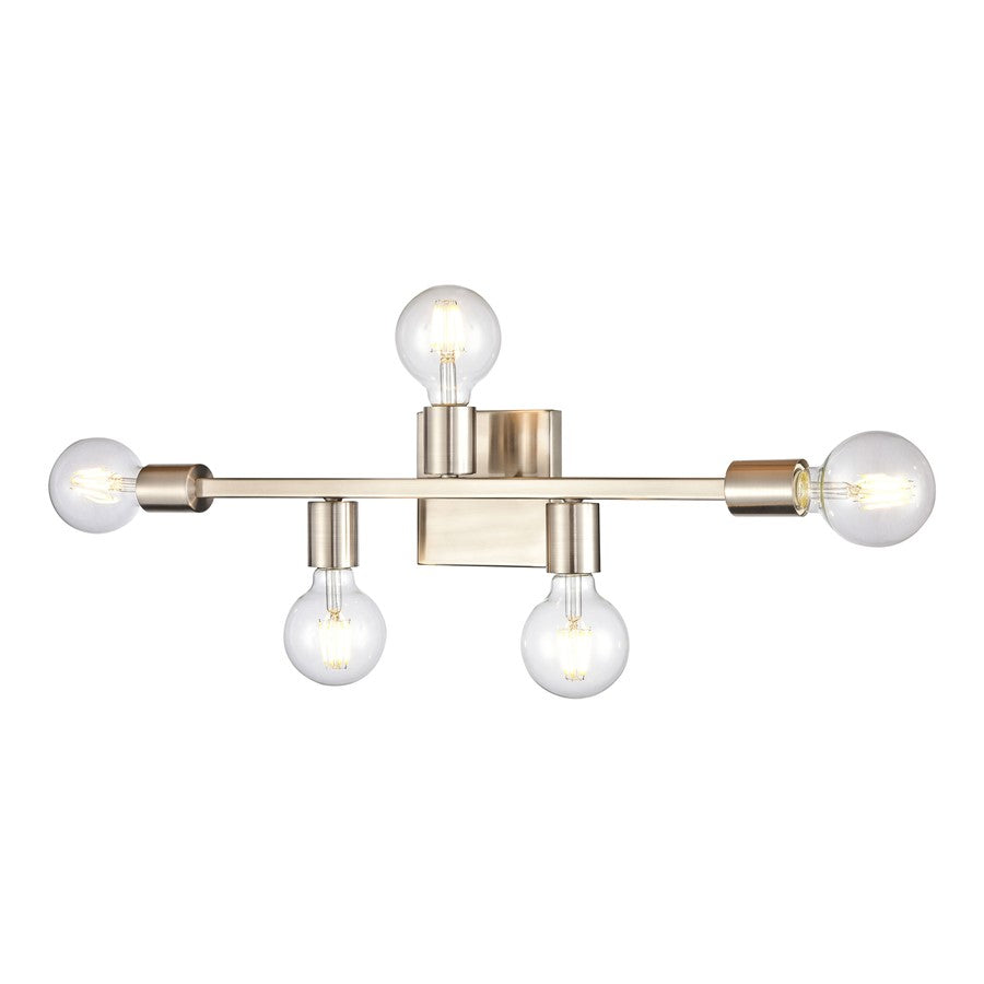 Atlas Attune 22in 5-Light Vanity Light | Modern Satin Nickel Metal | Bathroom & Powder Room | 22 x 3.5 x 4.75 in | Model WL11195-NK