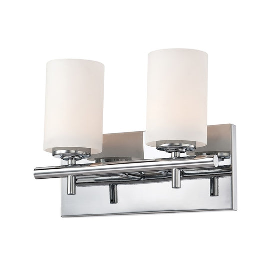 Atlas Barro 12in 2-Light Vanity Light | Transitional Chrome and White Glass | Bathroom & Powder Room | 11.9 x 5.3 x 9 in | Model WL11197-CH