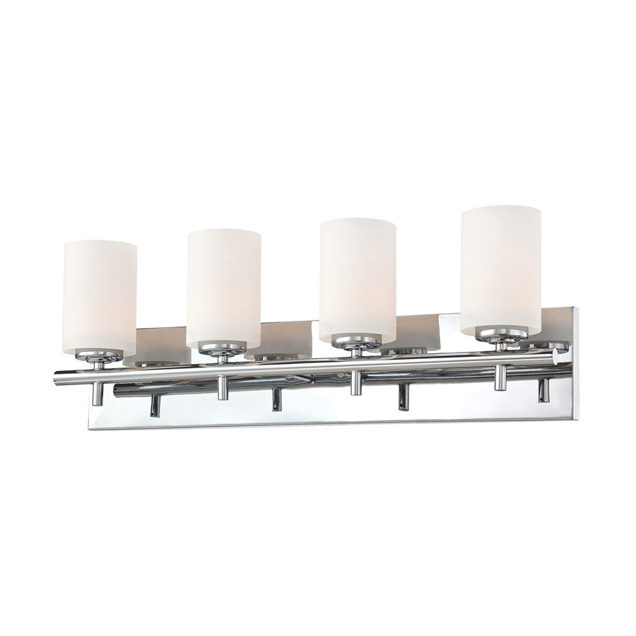 Atlas Lighting Barro 26in 4-Light Vanity Light | Transitional Chrome and White Glass | Bathroom Vanity | 26 x 5 x 9 in | Model WL11199-CH