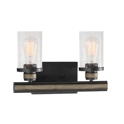 Atlas Lighting Beaufort 14in 2-Light Vanity Light | Rustic Anvil Iron and Clear Seeded Glass | Bathroom Vanity | 14 x 6 x 9 in | Model WL11200-BK