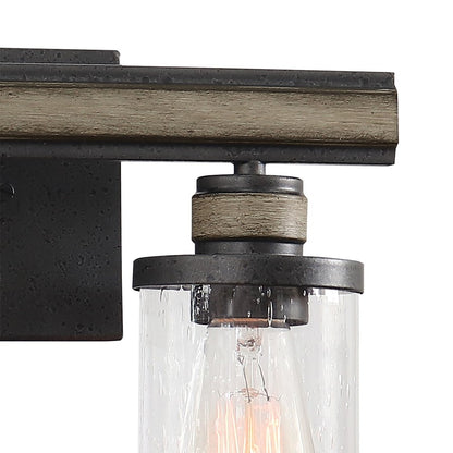 Atlas Lighting Beaufort 14in 2-Light Vanity Light | Rustic Anvil Iron and Clear Seeded Glass | Bathroom Vanity | 14 x 6 x 9 in | Model WL11200-BK