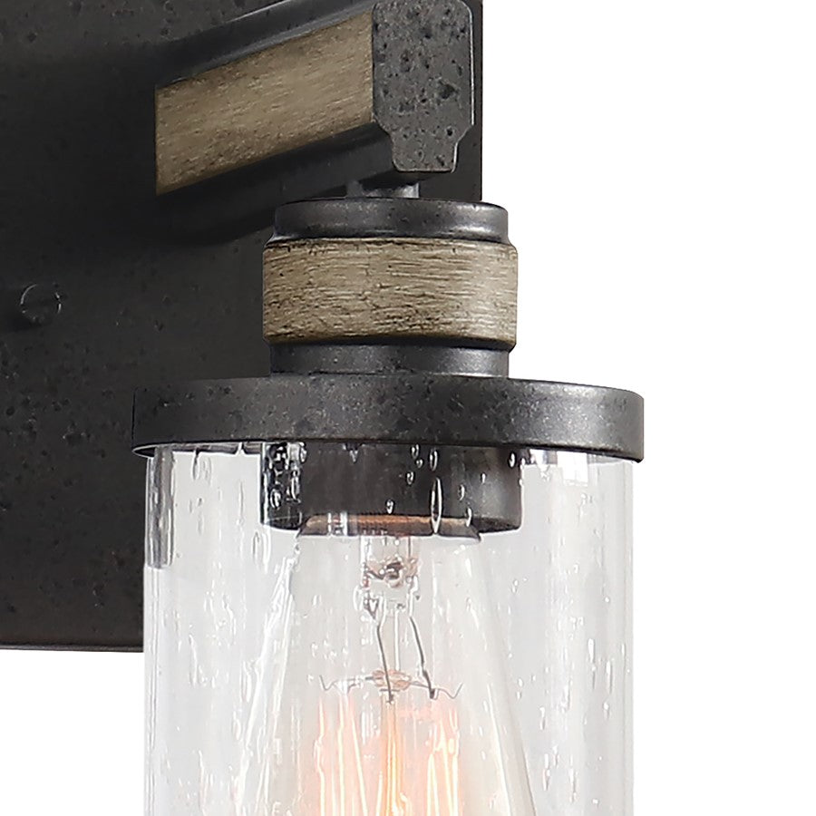 Atlas Lighting Beaufort 9in 1-Light Wall Sconce | Rustic Anvil Iron and Clear Seeded Glass | Bathroom & Hallway | 4 x 7 x 9 in | Model WL11201-BK
